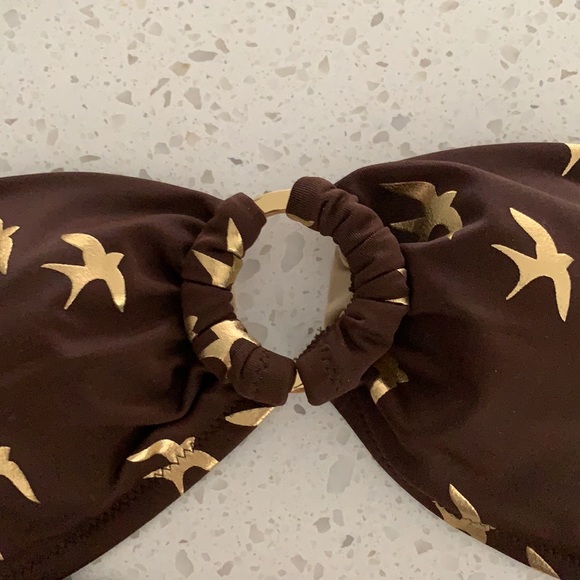 NWOT VICTORIA’S SECRET Brown And Gold Bird Print Padded Bikini - Picture 3 of 14